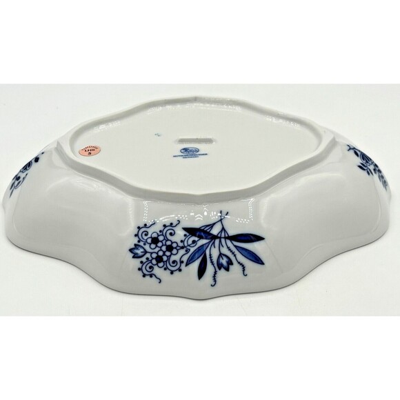 Hutschenreuther Serving Bowl Dish Blue Onion Design Scalloped Rim Germany VTG - Picture 7 of 16
